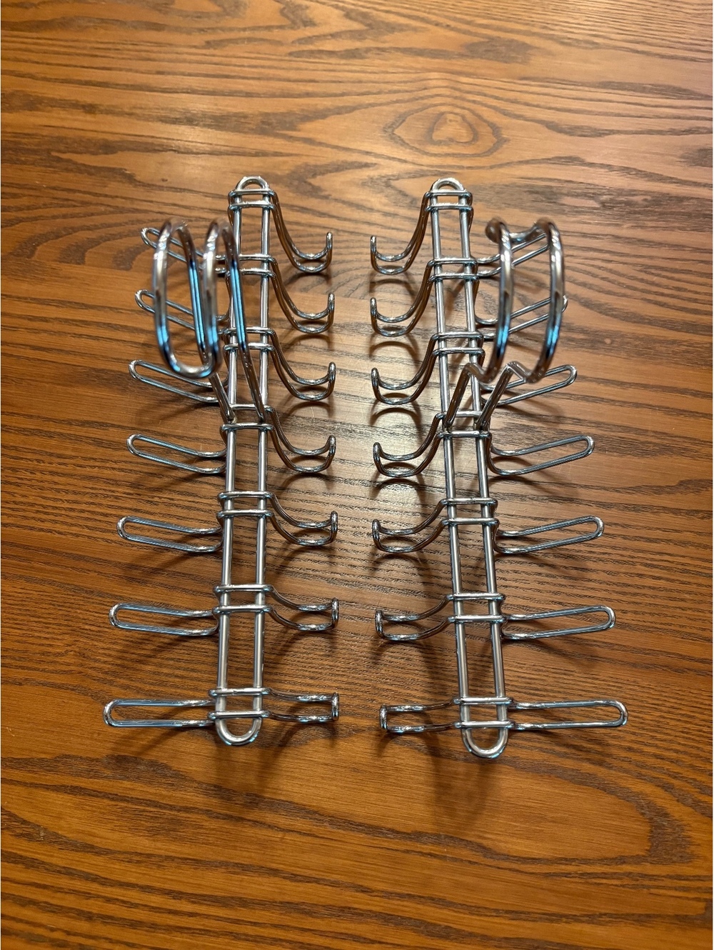 Lot of 2 Chrome Metal Tie & Belt Racks Closet Organizers Space Saving Hangers
